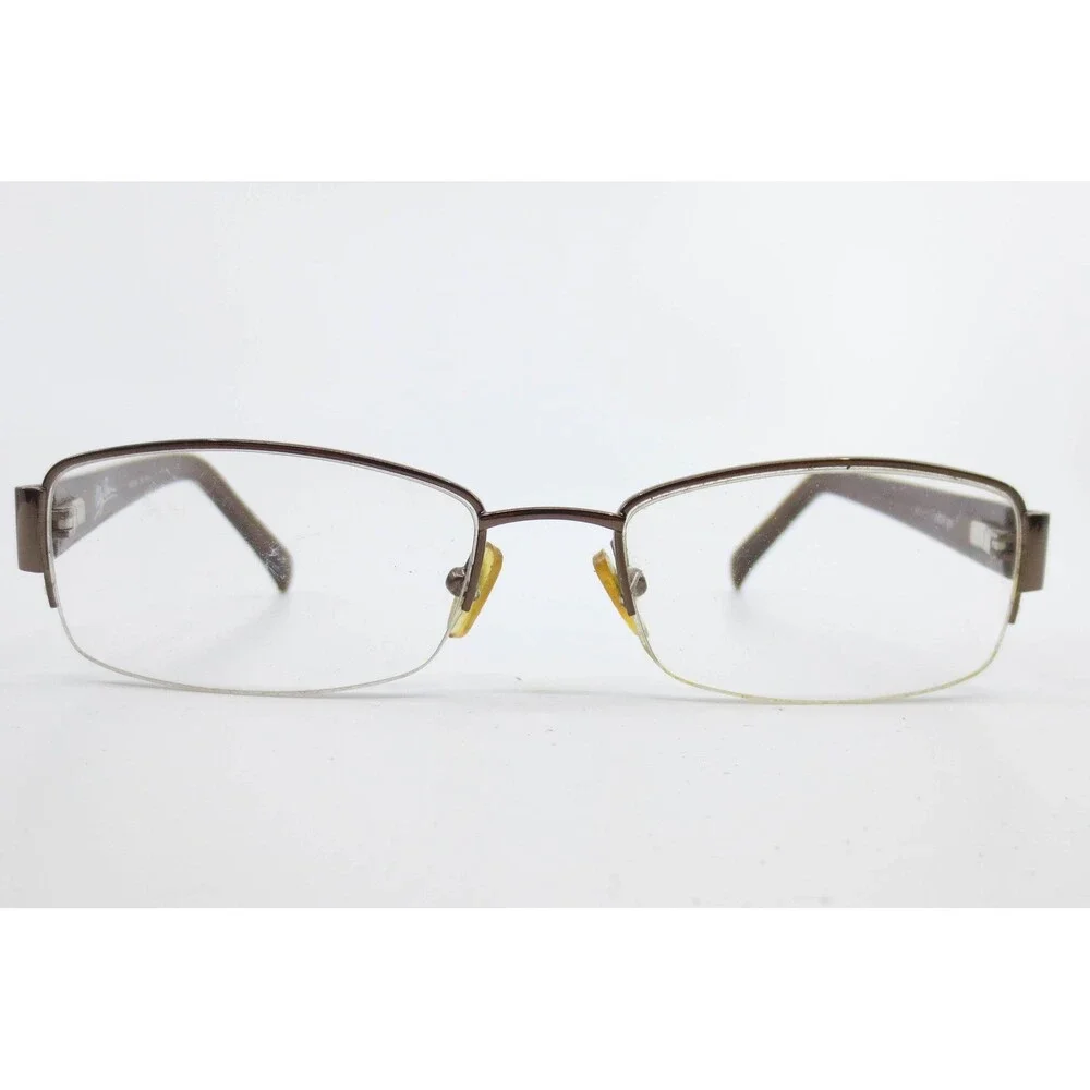 Oleg Cassini OCO326 Eyeglasses Brown Semi Rimless Rhinestone Logo 53-18-135 HM